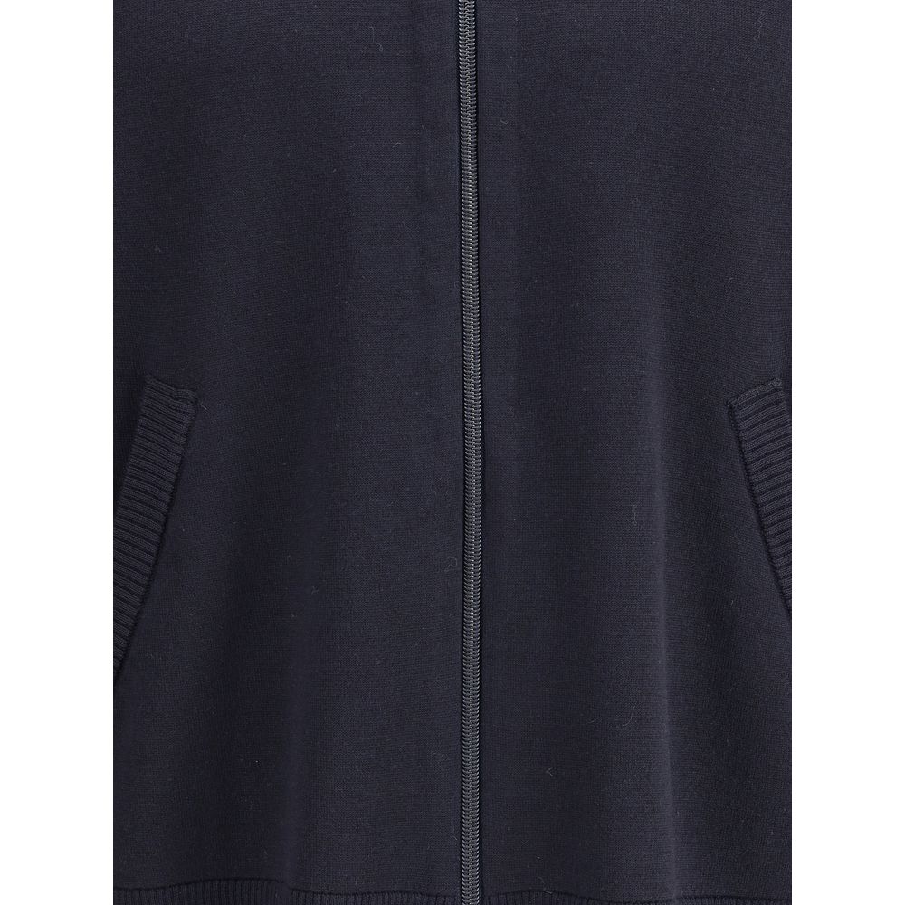 Blue Fleece Wool Cardigan