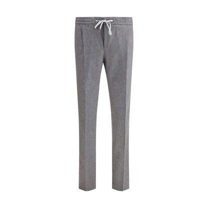 Gray Fleece Wool Casual Pants