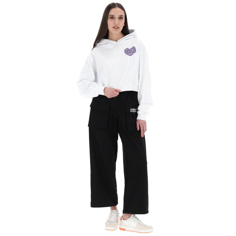 White Cotton Women Sweatshirt
