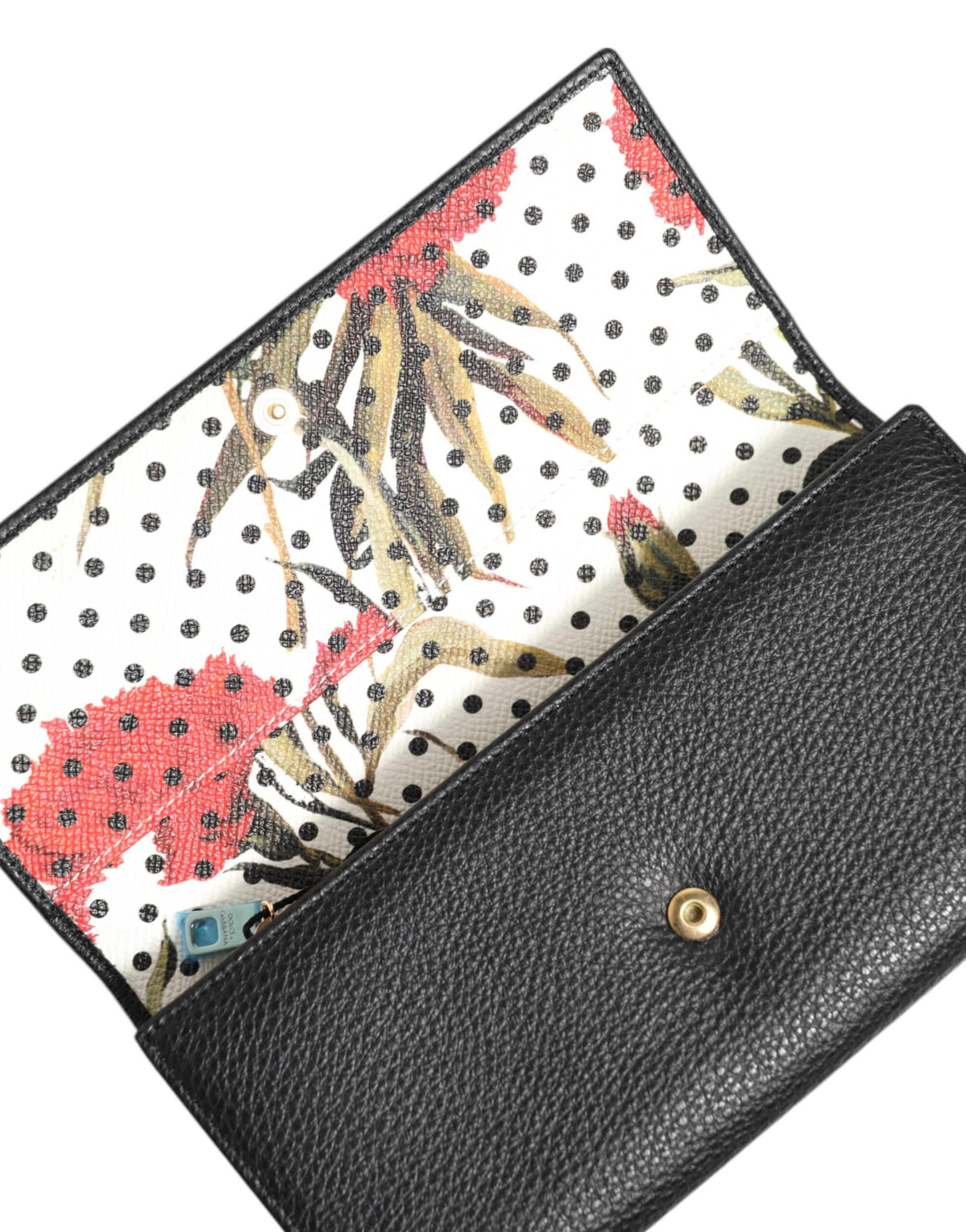 Black Leather Trifold Logo Plaque Card Holder Wallet