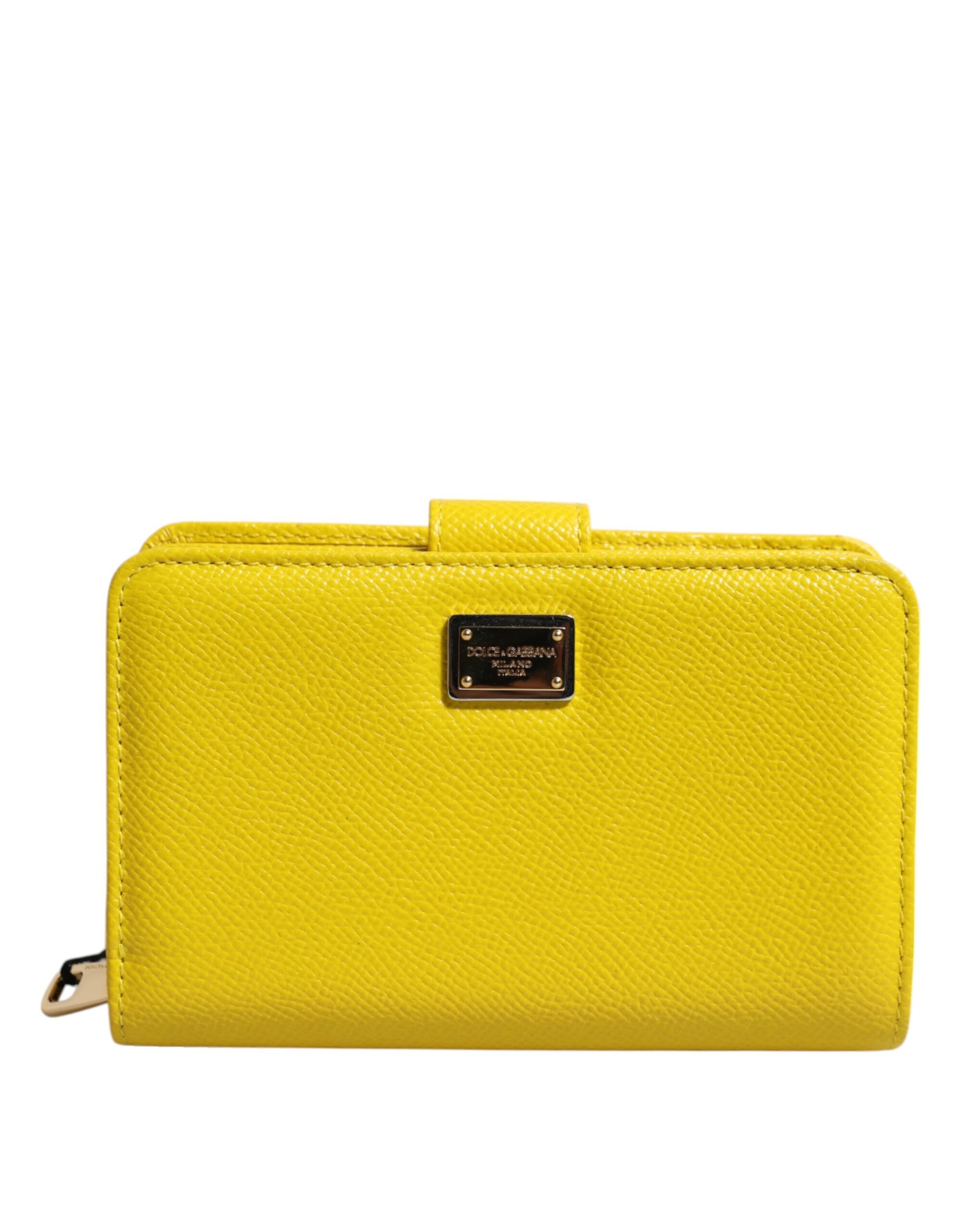 Yellow Leather Bifold Continental Clutch Wallet