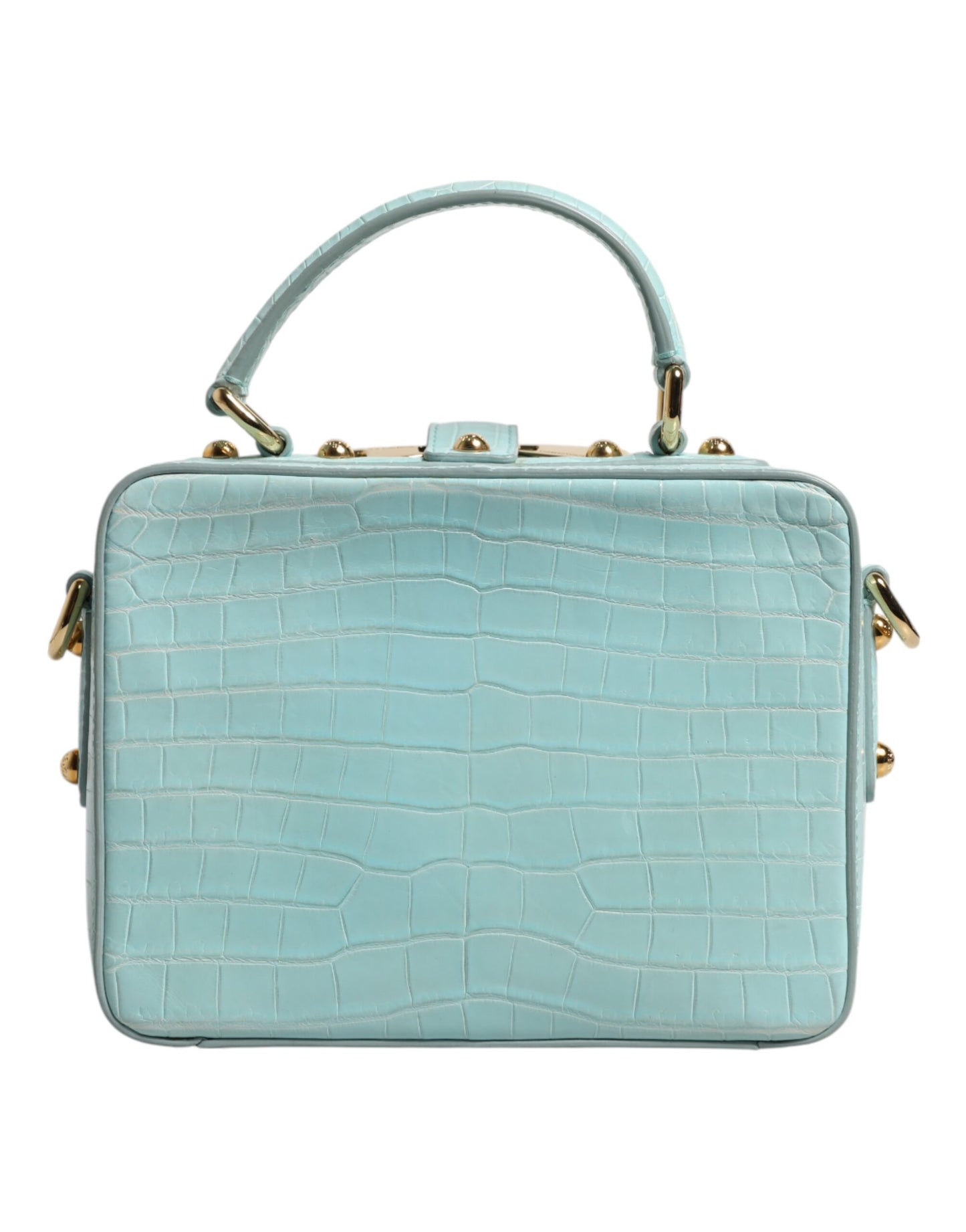 Mint Green Embossed Leather Padlock Shoulder Bag