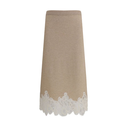 Wool and lace Midi Skirt
