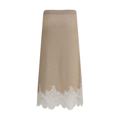Wool and lace Midi Skirt