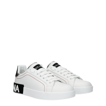 White Leather Low Top Sneakers