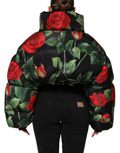 Multicolor Floral Puffer Coat Full Zip Jacket