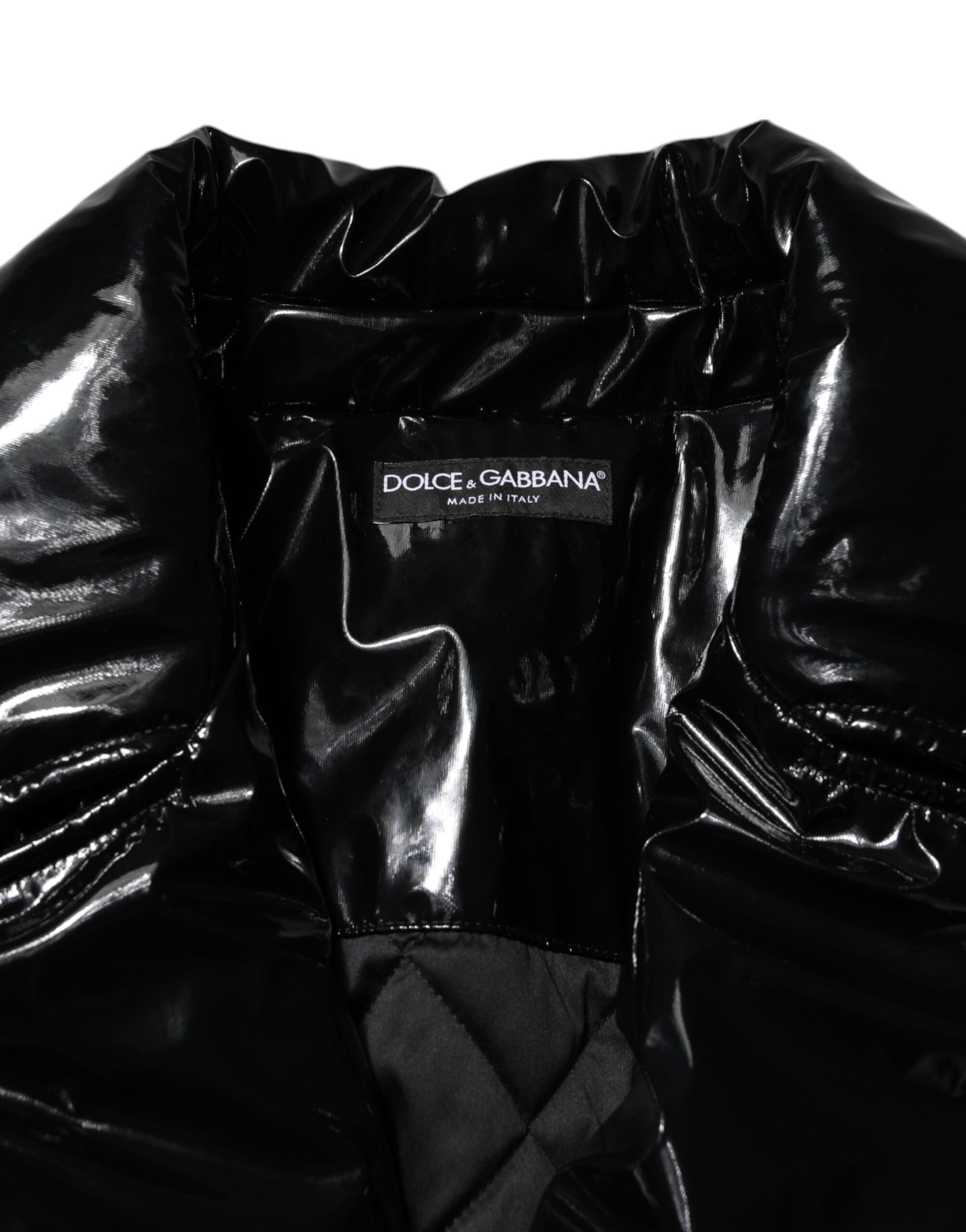 Black Polyester Quilted Puffer Coat Jacket