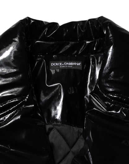 Black Polyester Quilted Puffer Coat Jacket