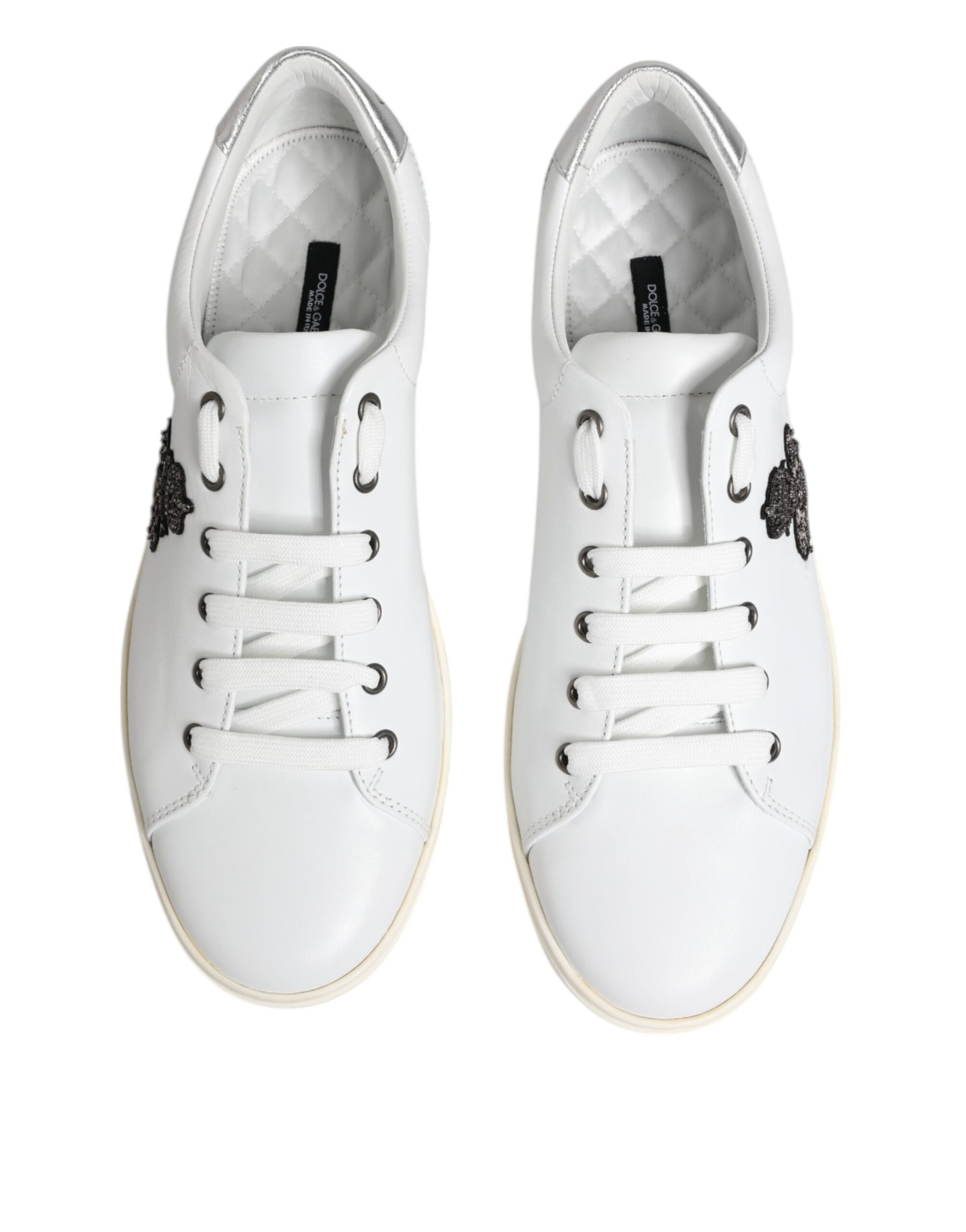 White Crown Bee Leather Low Top Sneakers Shoes