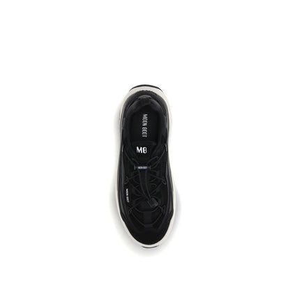 Black Polyester Athletic Sneakers