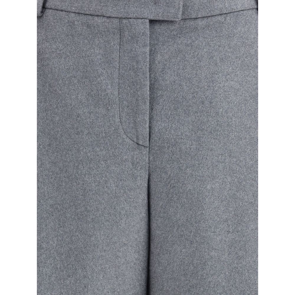 Gray Silk Casual Pants