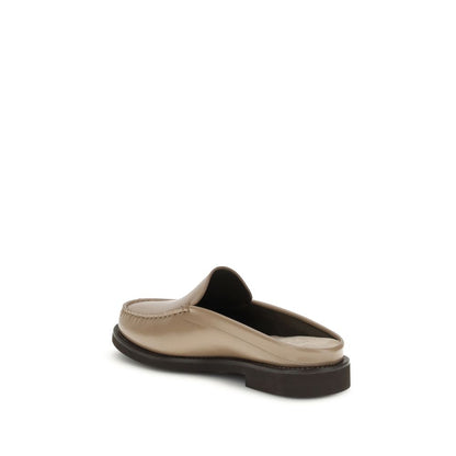 Beige Calf Leather Bos Taurus Mules