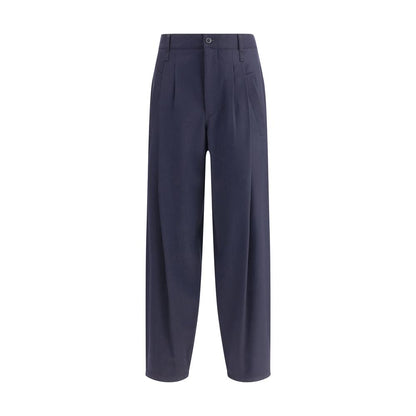 Blue Fleece Wool Casual Pants