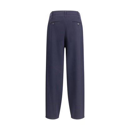 Blue Fleece Wool Casual Pants
