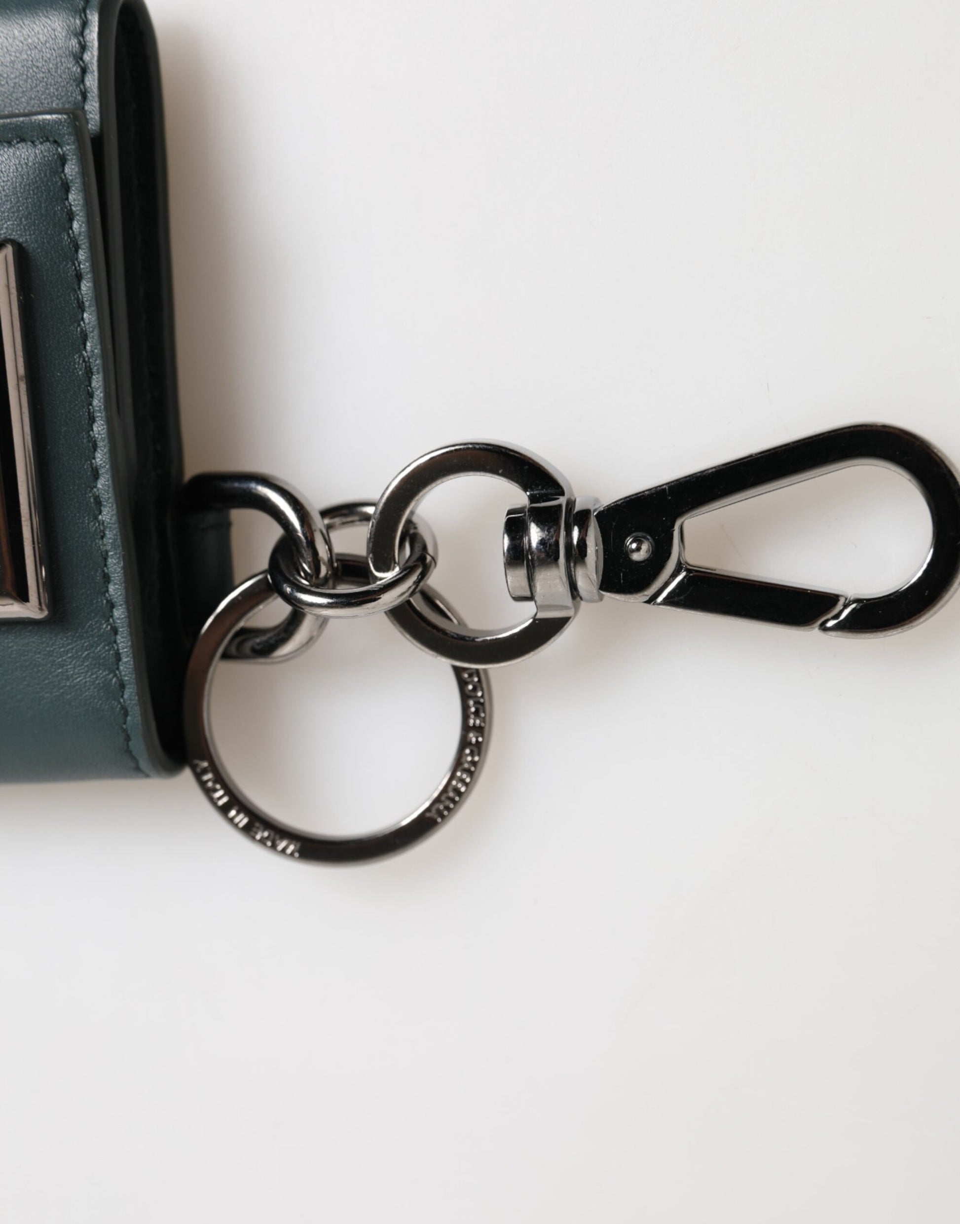 Dark Green Leather DG Logo Coin Purse Bag Charm Wallet