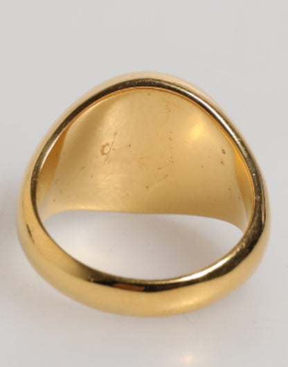 Gold Tone Real Brass Round Red DG Logo Men Ring