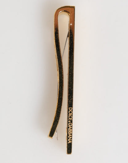 Gold Tone Brass Logo Branded Men Accessory Tie Clip Bar