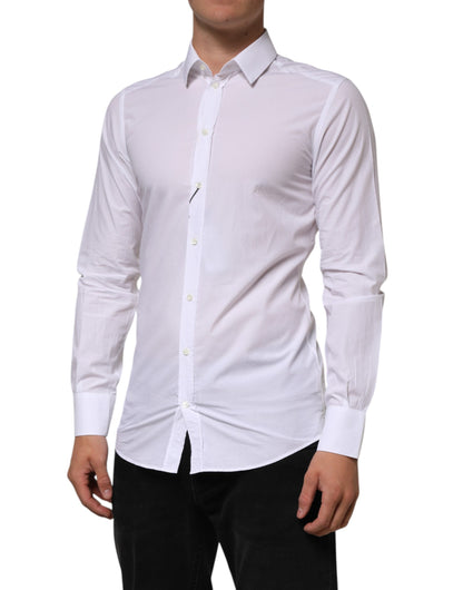 White Cotton GOLD Formal Men Longsleeves Shirt