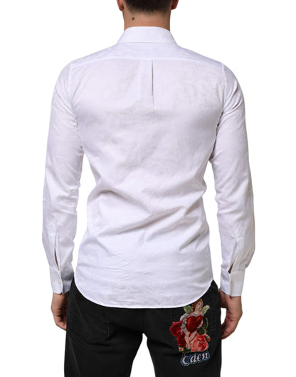 White Cotton MARTINI Paisley Jacquard Shirt
