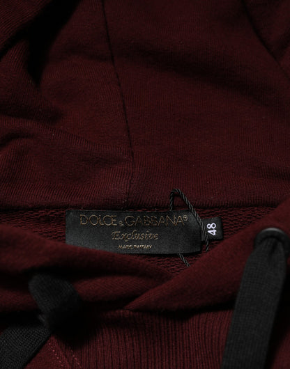 Burgundy Cotton Plaid Lined Men Hoodie Sweater