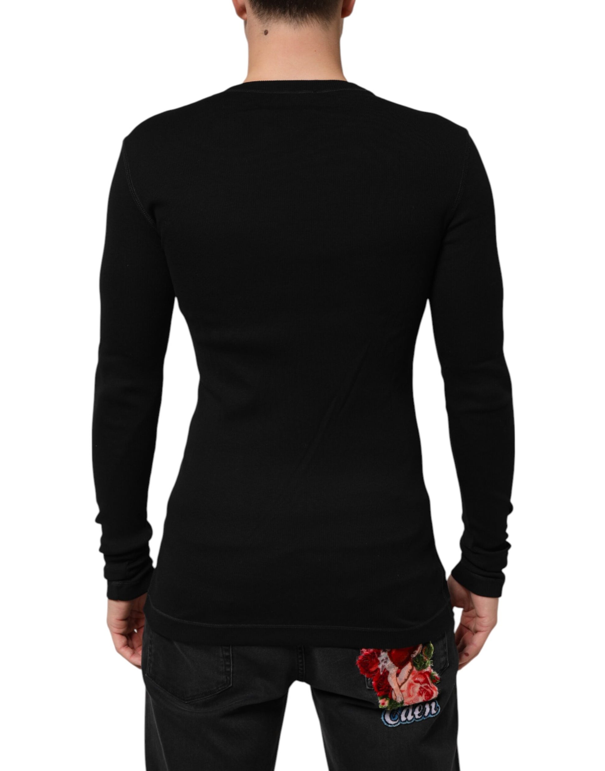 Black Cotton Button Up Men Cardigan Sweater