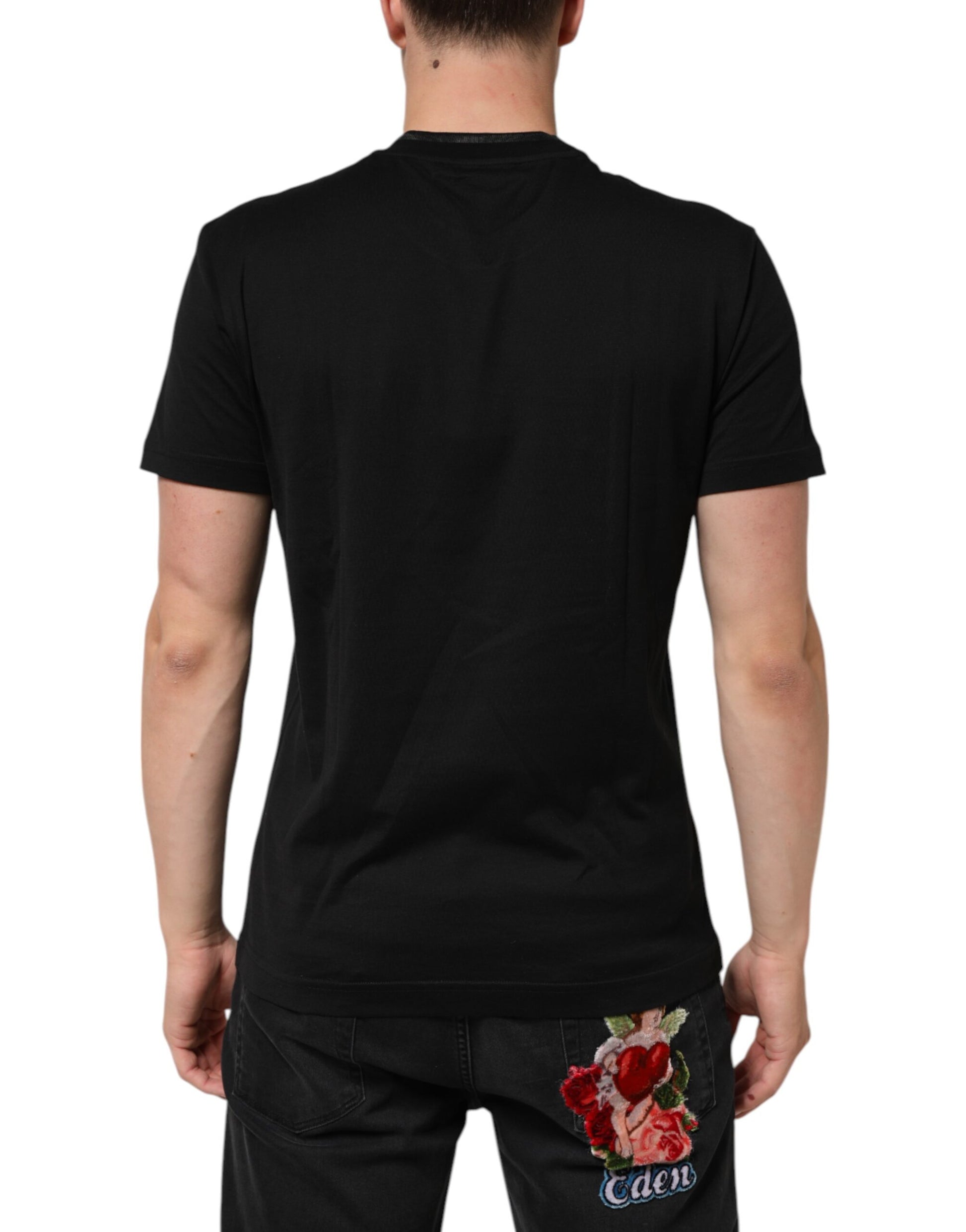 Black Cotton Embroidered DG Logo Pocket T-shirt