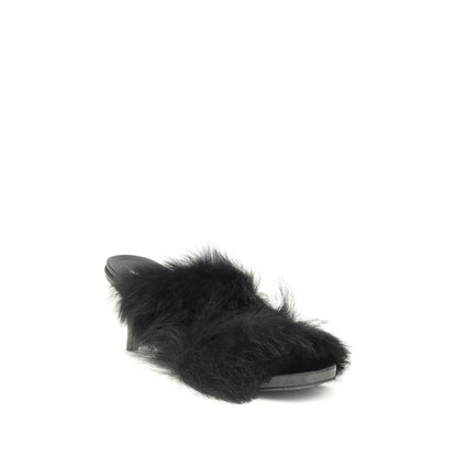 Fur-trimmed mules Sandals
