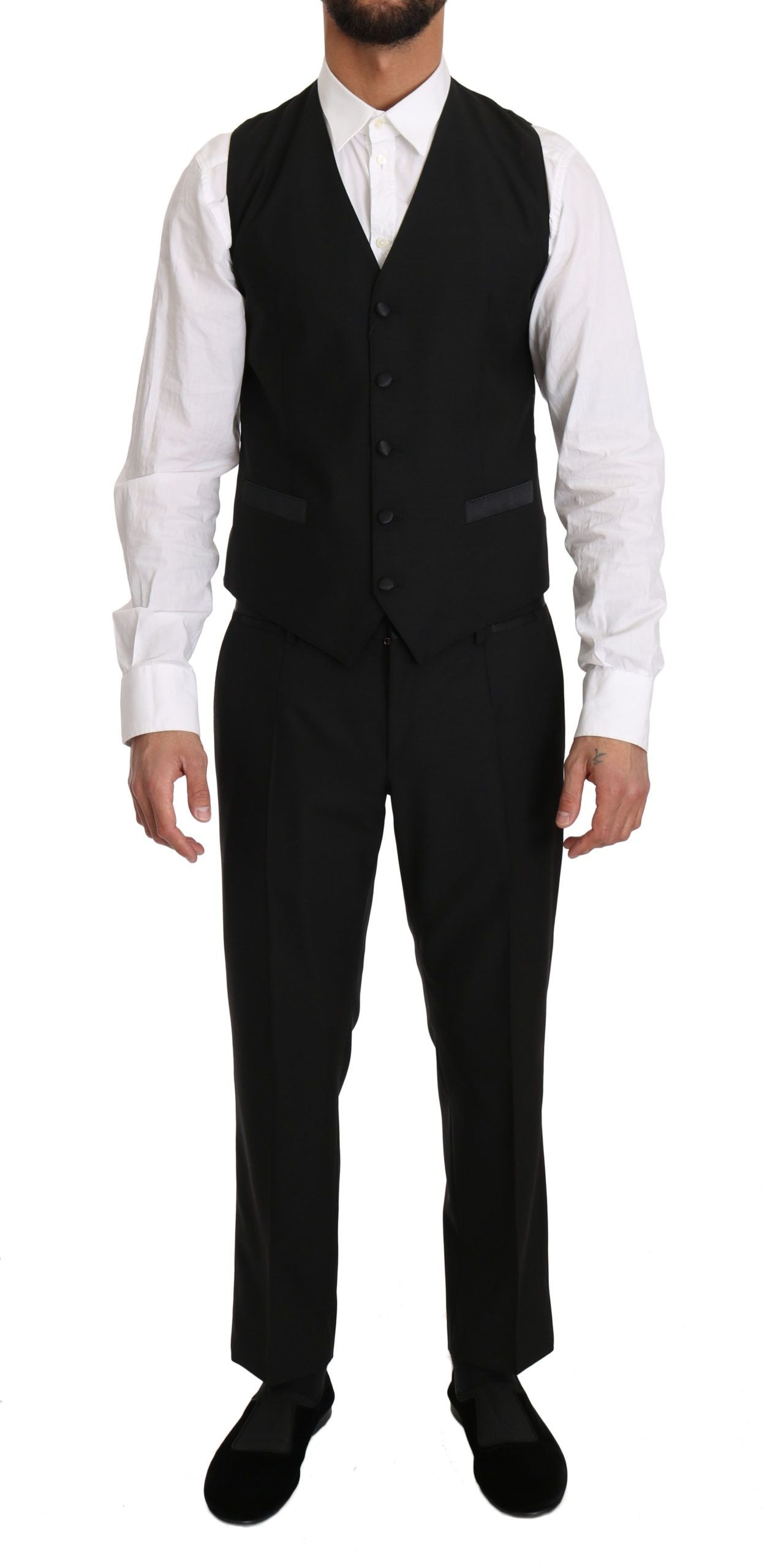 Sleek Black Slim Fit Formal Vest