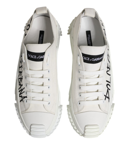 White Logo Graffiti Low Top Sneakers Shoes