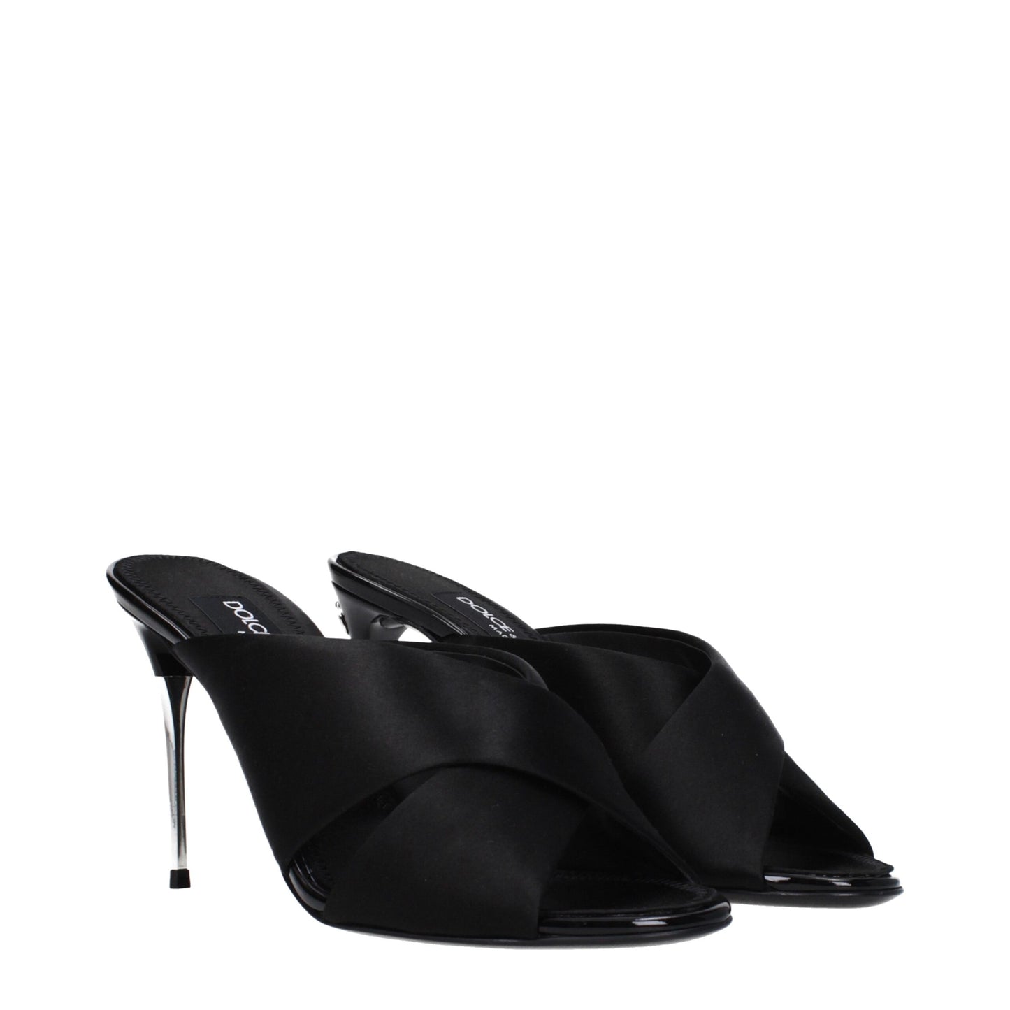 Black Satin Stiletto Heel Sandals