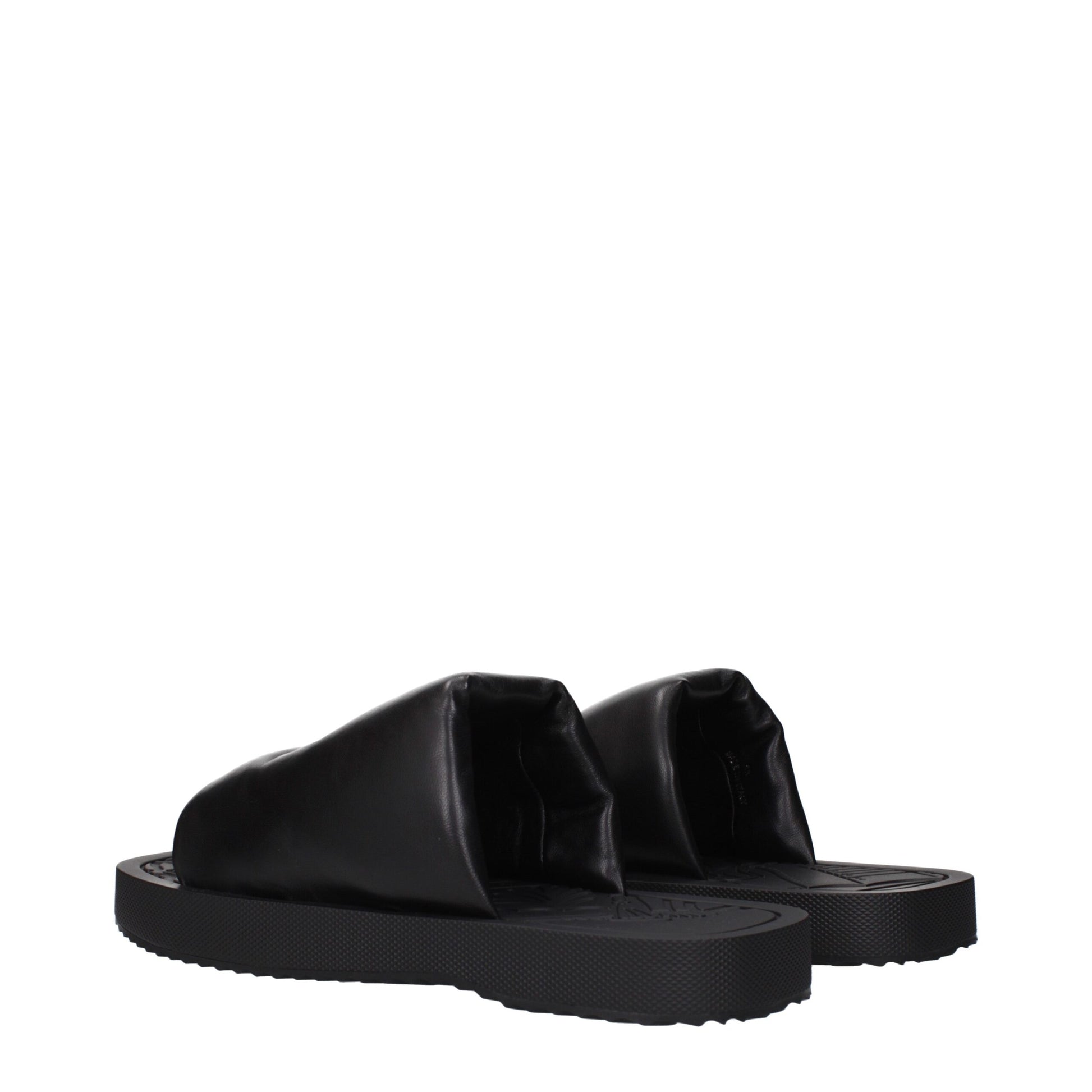 Black Leather Slippers Sandals