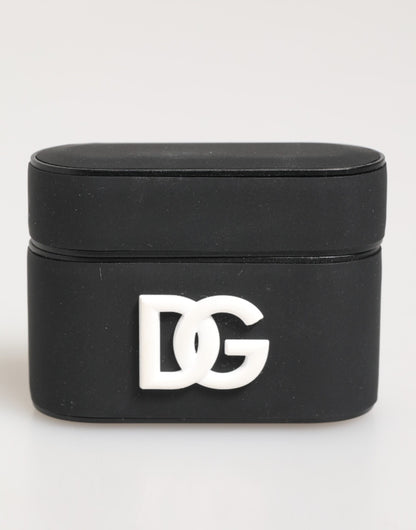 Black White Rubber Embossed Logo Accessory Airpods Case