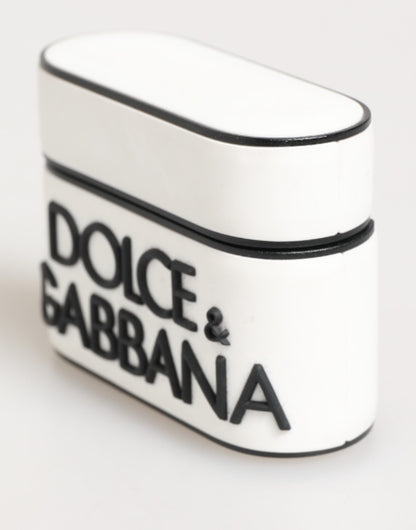 White Black Rubber Logo Embossed Accessory Airpods Case