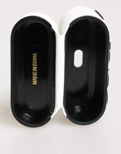 White Black Rubber Logo Embossed Accessory Airpods Case