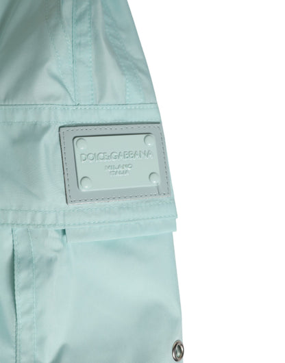 Aqua Blue Polyester Beachwear Men Shorts Swimwear
