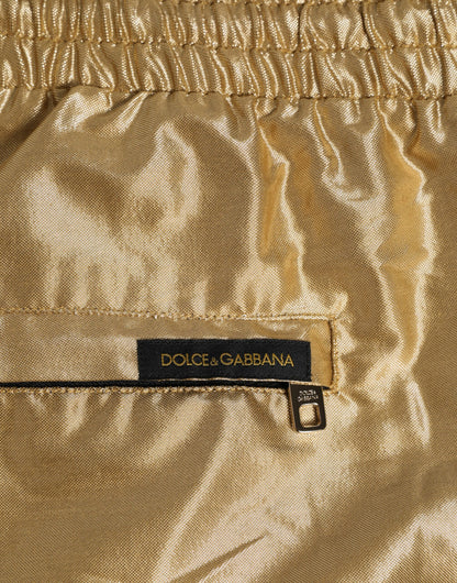Gold Metallic Beachwear Men Boxer Short Swimwear