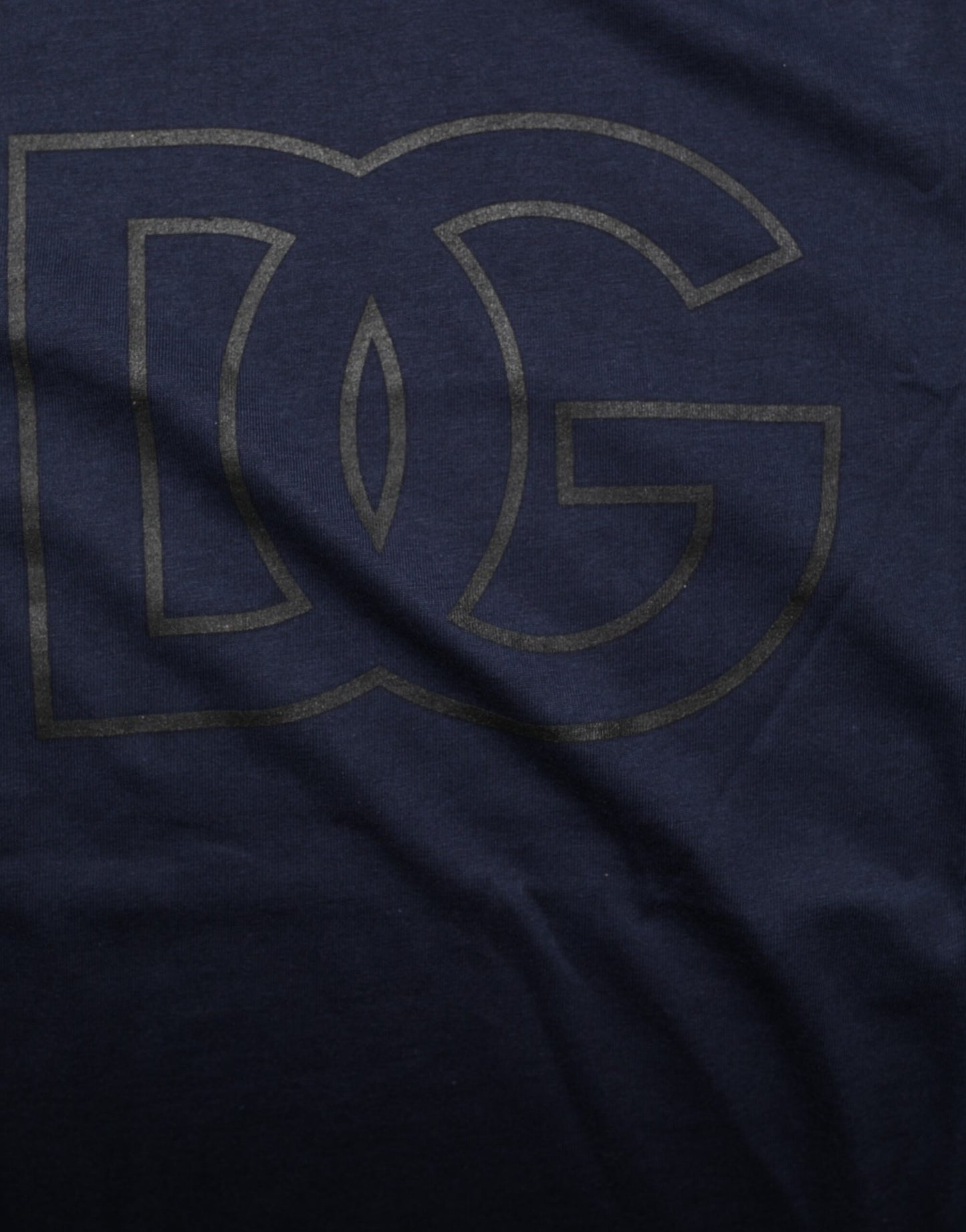 Dark Blue Cotton DG Logo Print Men’s Top T-shirt