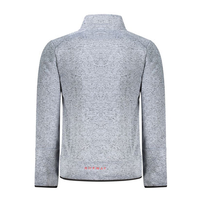Blue Polyester Men Sweater With Pockets and Zipper Detail