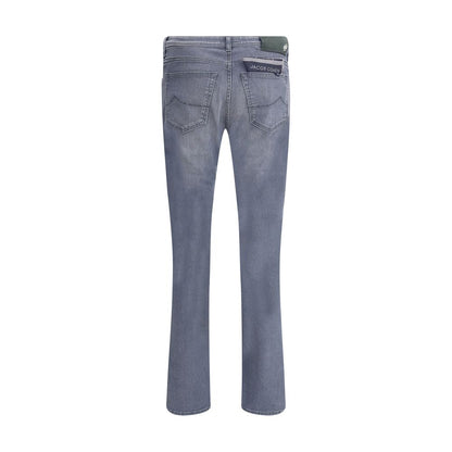 Gray Cotton Slim Fit Jeans