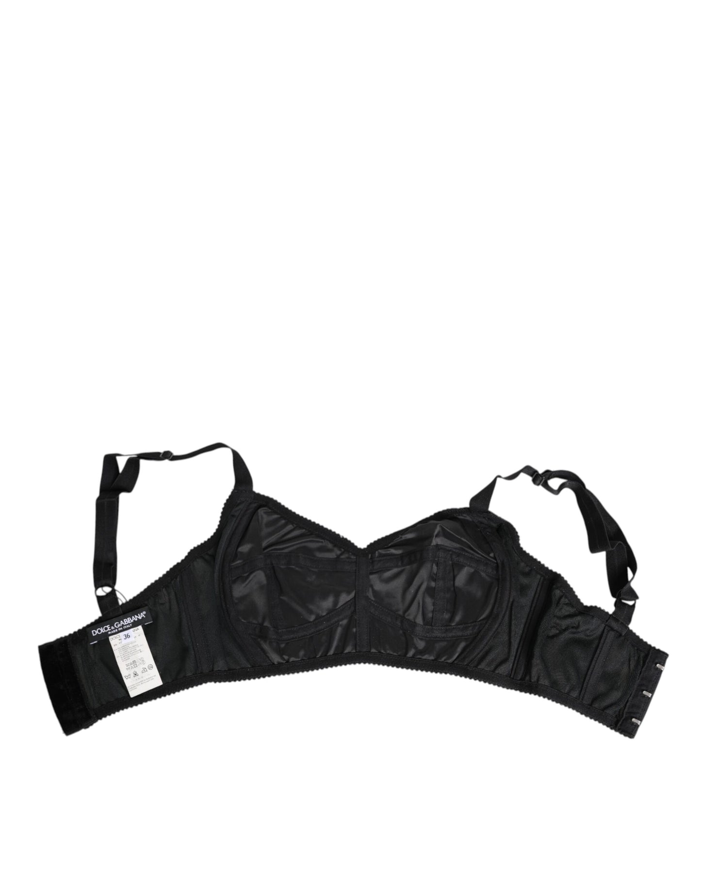 Black Stretch Nylon Bustier Bra Underwear