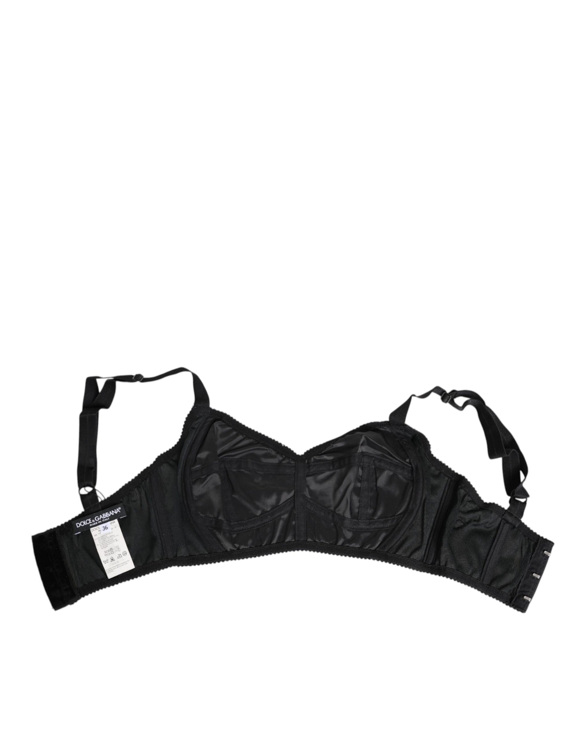 Black Stretch Nylon Bustier Bra Underwear