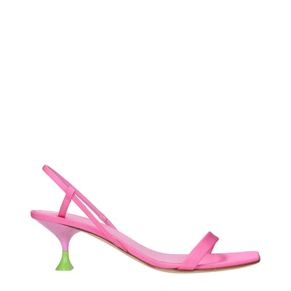 Pink Fabric Stiletto Heels Sandals