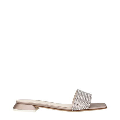Beige Satin Slippers Sandals