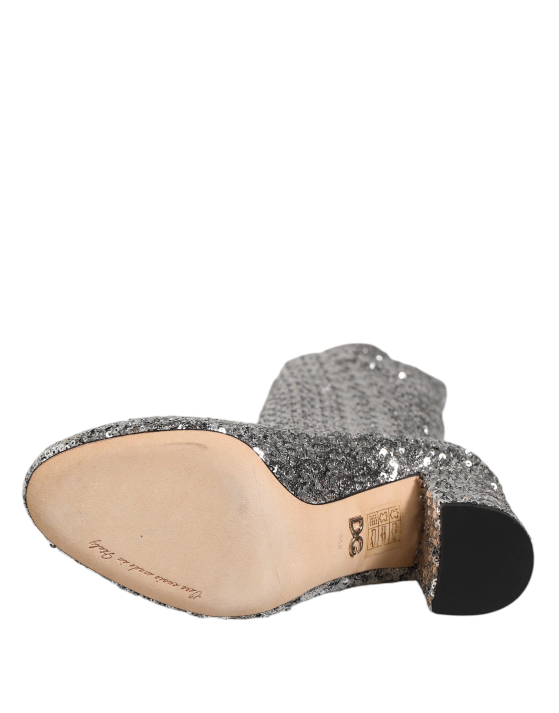 Shoes Silver Sequins Glitter High Heel Boot Shoes
