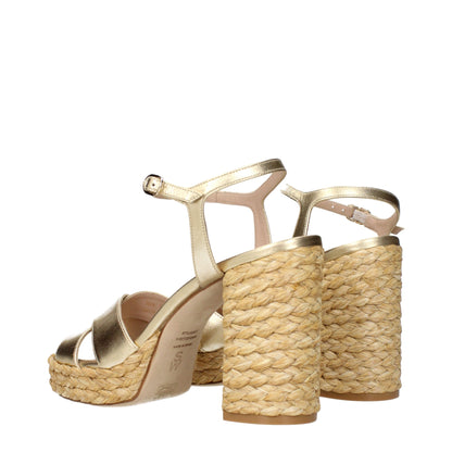Gold Leather Platform Sandals