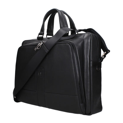 Black Leather Business And Laptop Bag