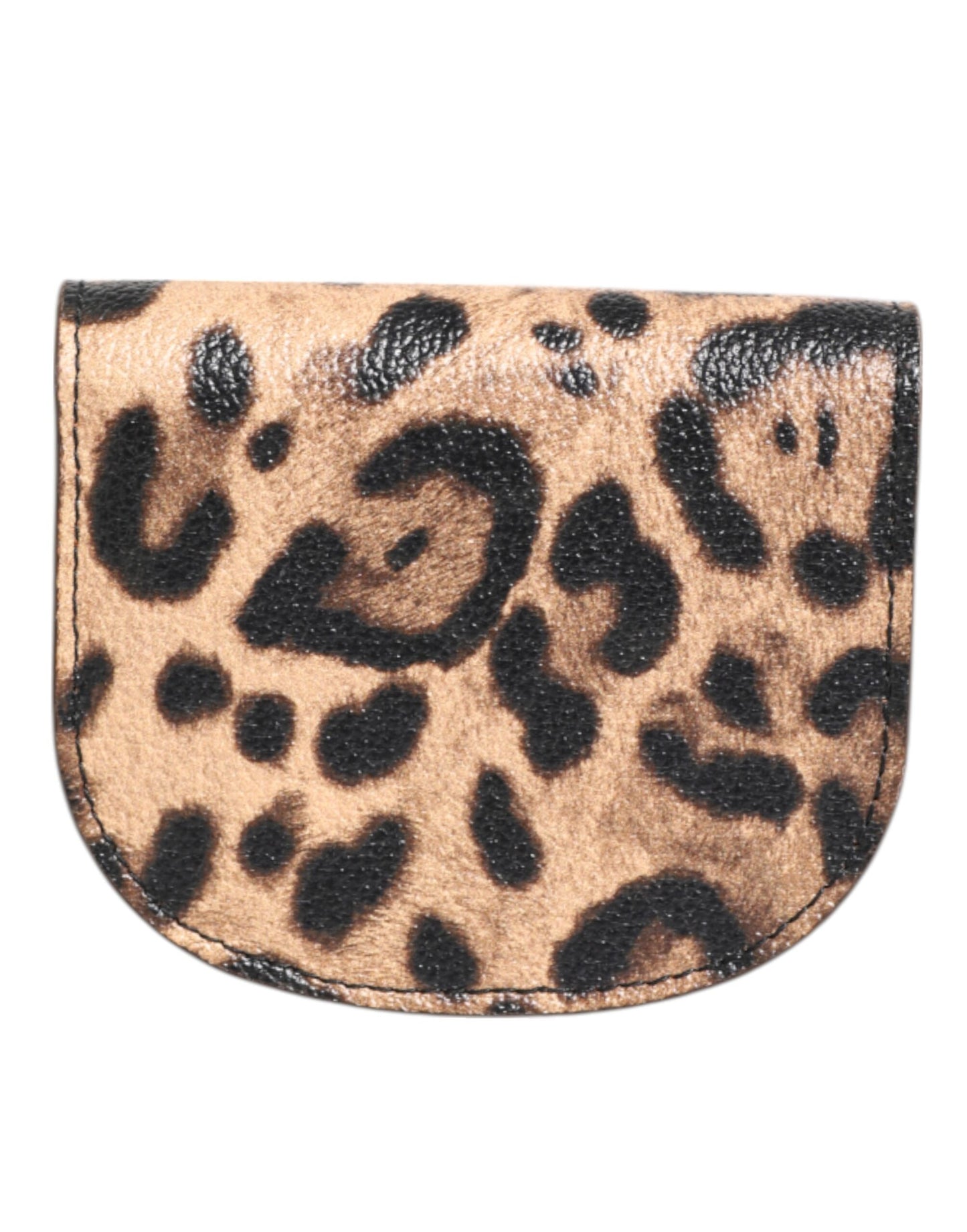 Brown Leopard Print Calf Leather Small Coin Purse Wallet
