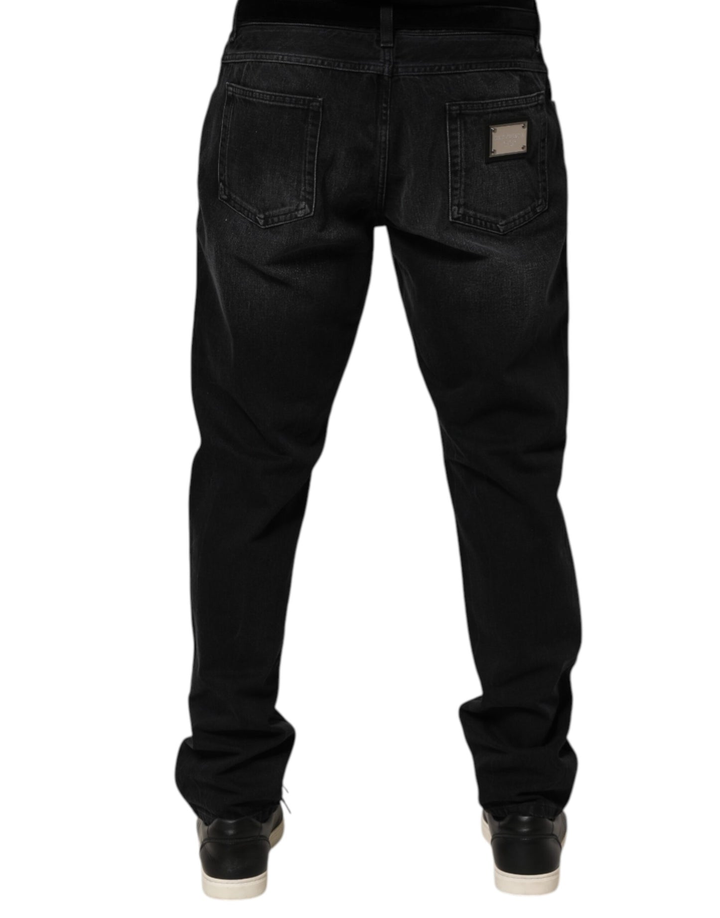 Black Washed Cotton Skinny Men Denim Jeans