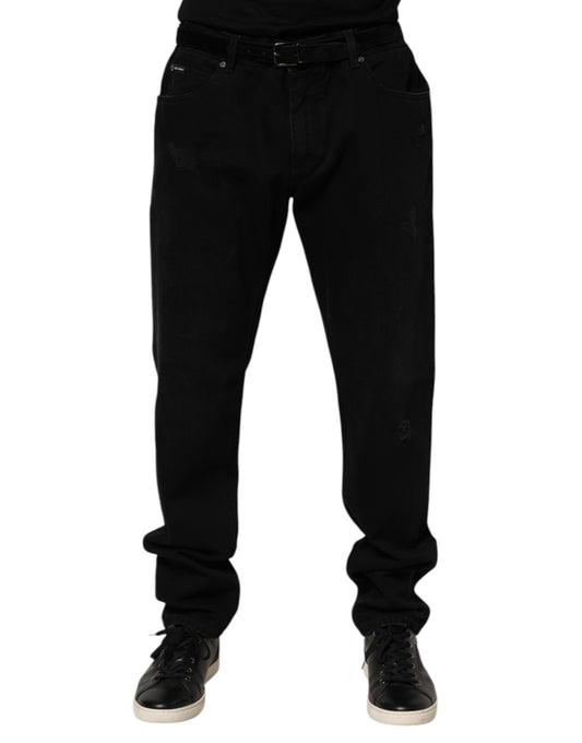 Black Cotton Regular Denim Men Trouser Jeans