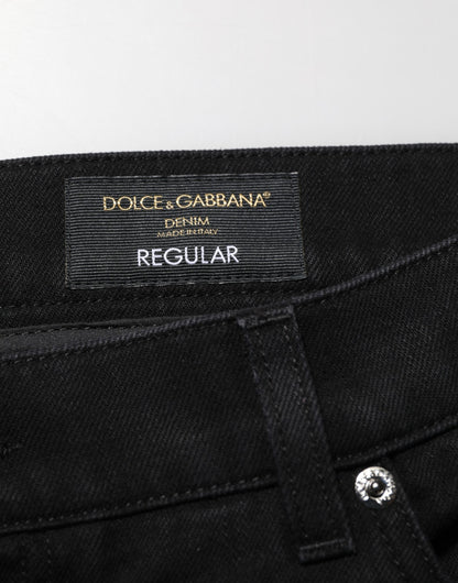 Black Cotton Regular Denim Men Trouser Jeans